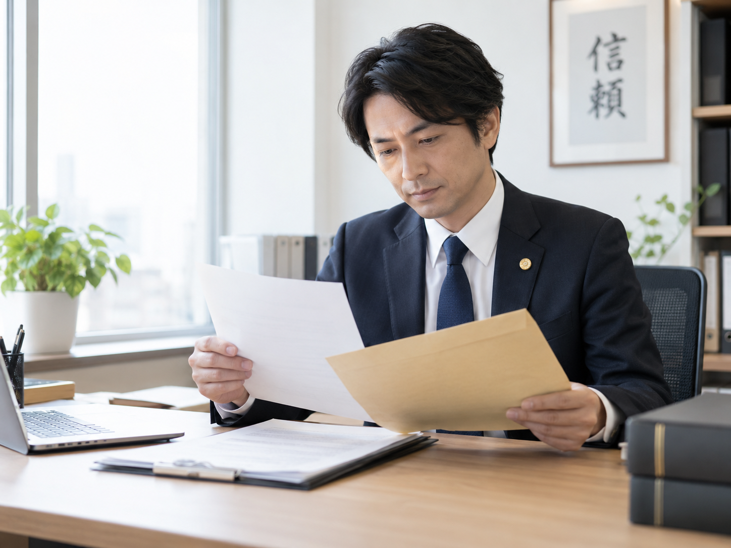 脱会手続に関する書類を確認する様子